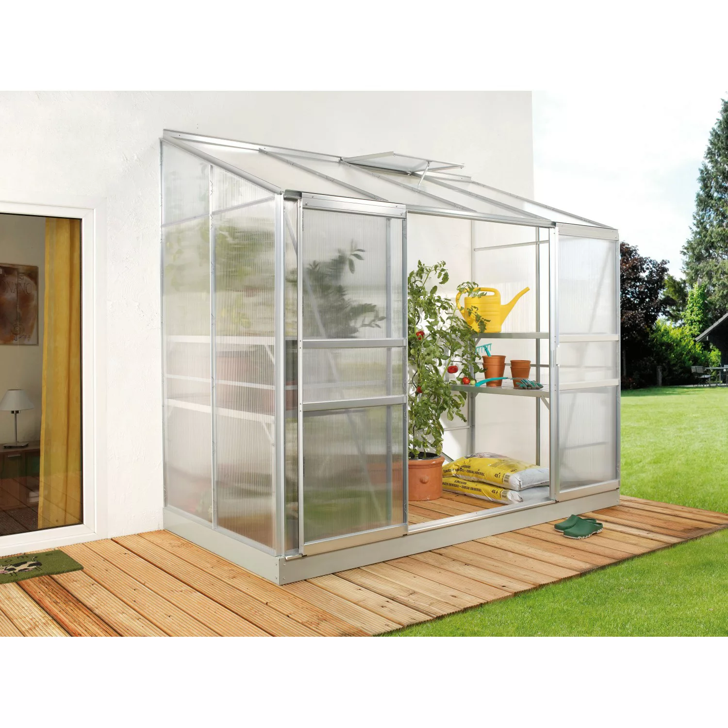 Vitavia Anlehn-Gewächshaus Ida 3300 mit 4 mm HKP 3,3 m² Alu-Blank günstig online kaufen