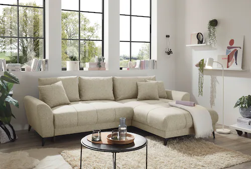 ED EXCITING DESIGN Ecksofa "Bern L-Form", mit Bettfunktion, Bettkasten & 3 günstig online kaufen