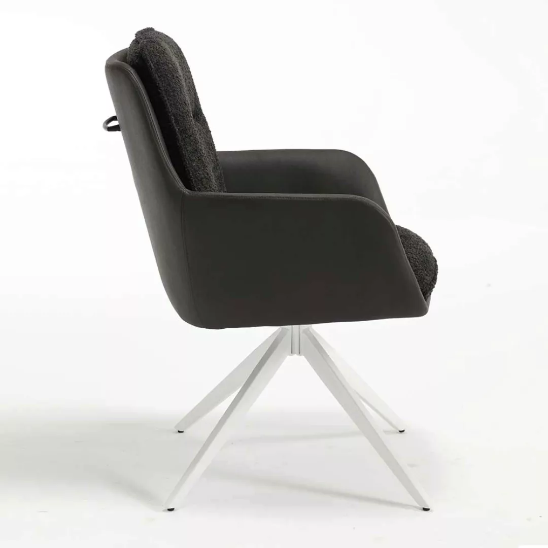 Stuhl Set mit Armlehnen in Anthrazit & Weiß 59 cm breit (2er Set) günstig online kaufen