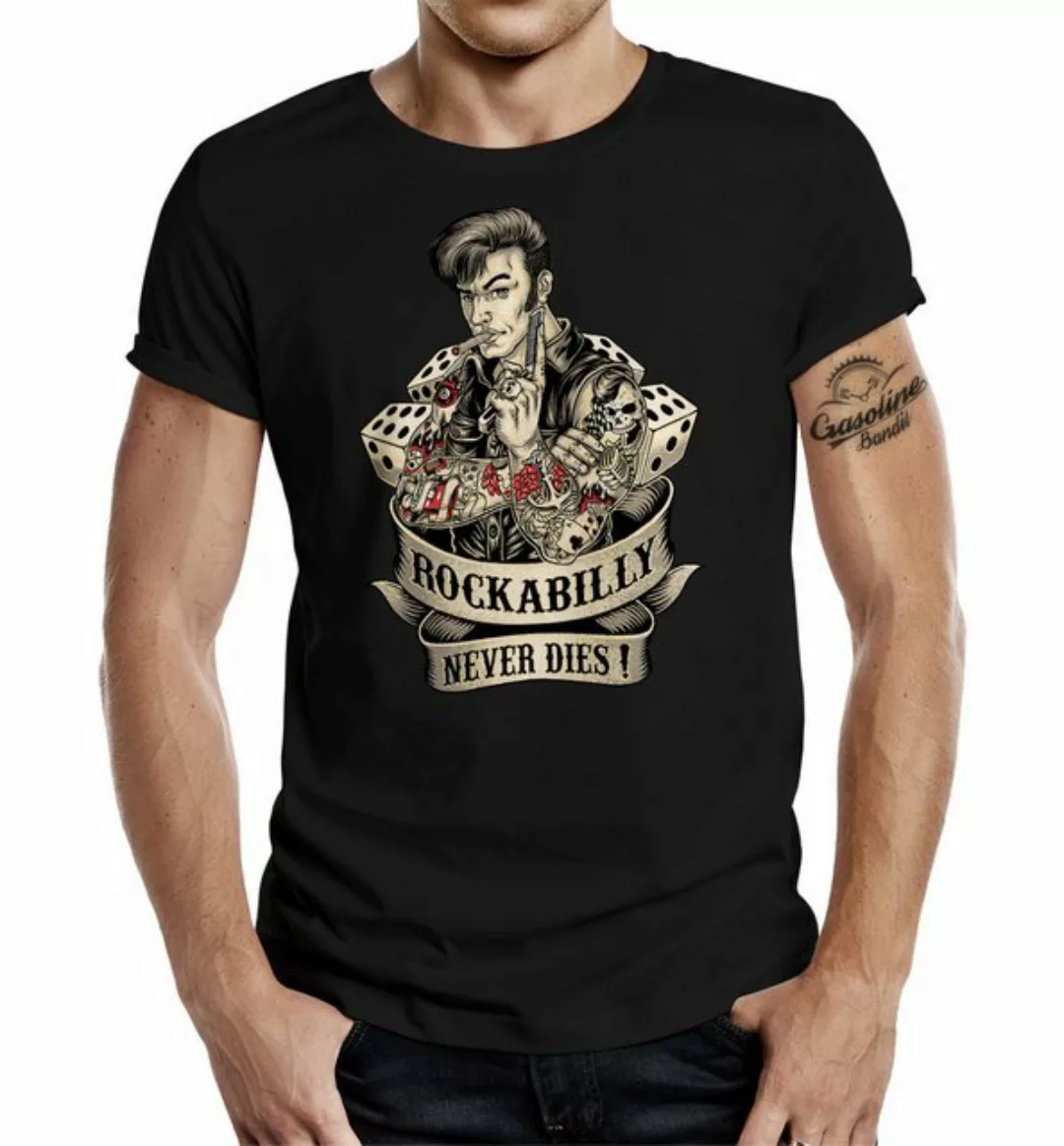 GASOLINE BANDIT® T-Shirt für Rockabilly Fans: Rockabilly Never Dies! günstig online kaufen