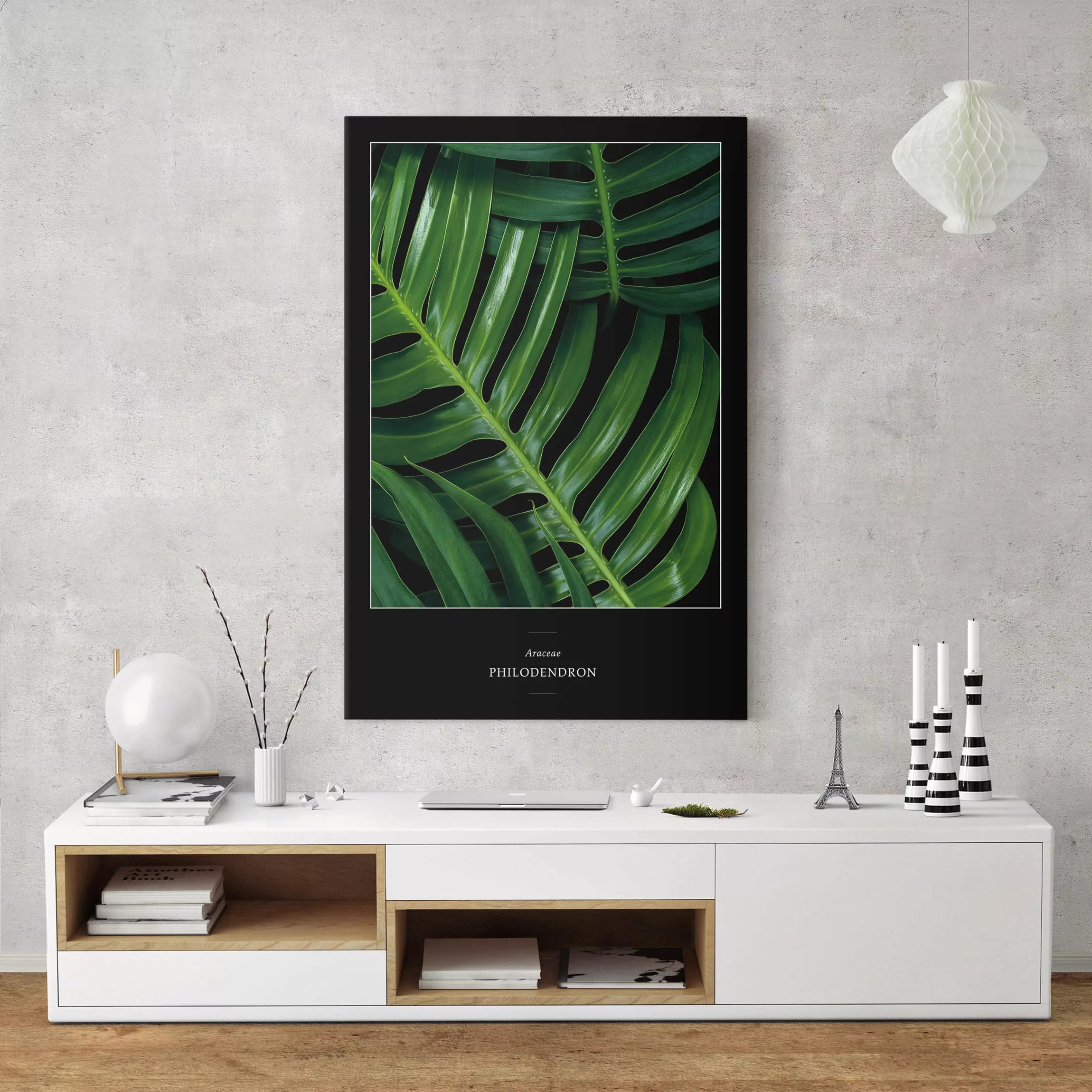 Leinwandbild Küche - Hochformat Tropische Blätter Philodendron günstig online kaufen