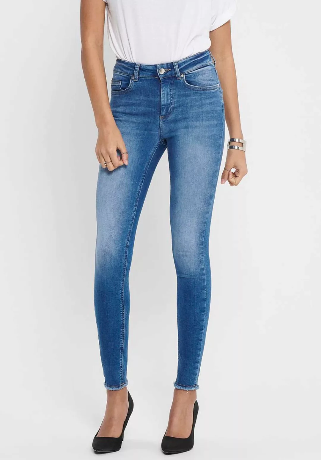 Only Damen Jeans ONLBLUSH LIFE MIDSK ANKRAW REA12187 - Skinny Fit - Blau - günstig online kaufen