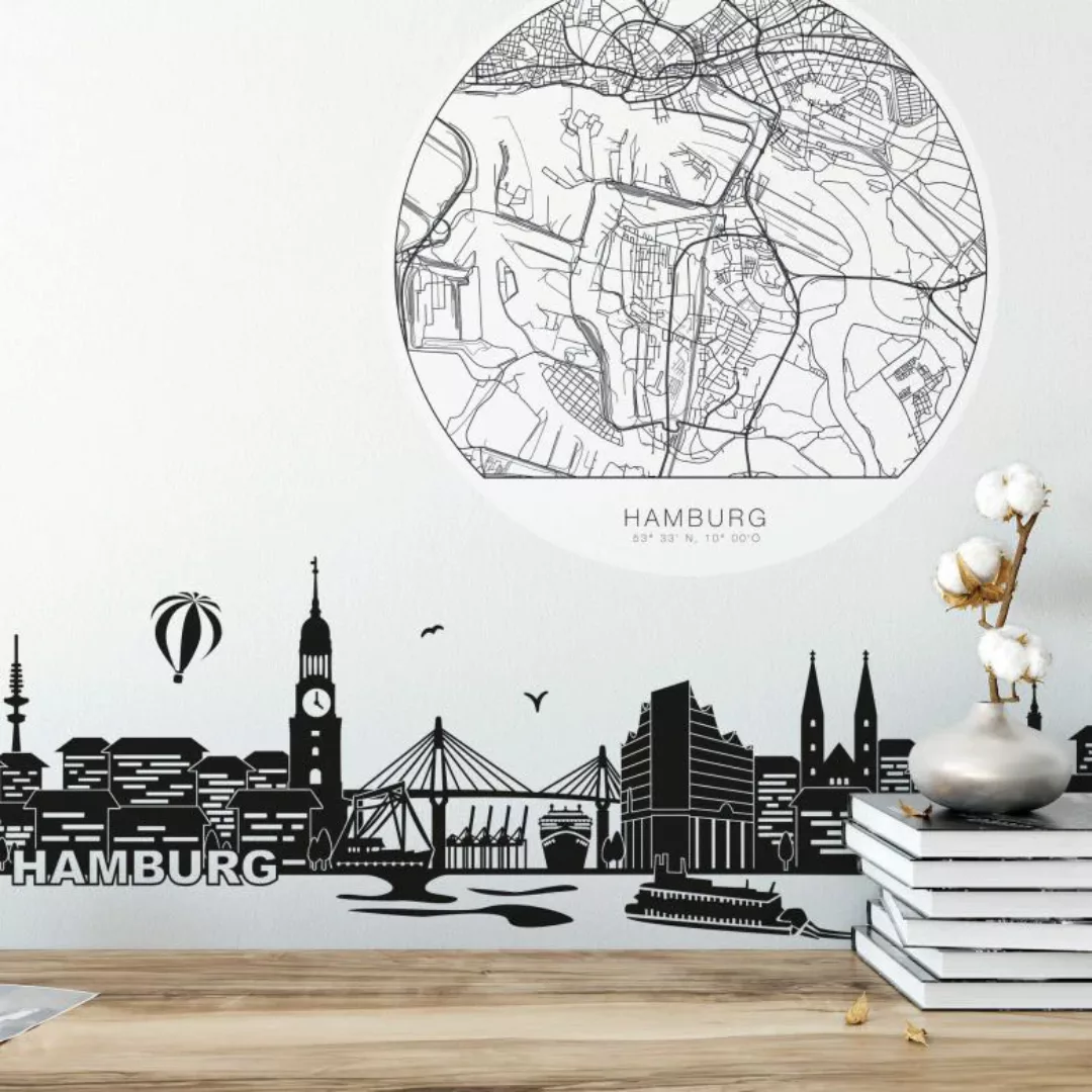 Wall-Art Wandtattoo »Hamburg Stadtplan entfernbar«, (1 St.), selbstklebend, günstig online kaufen