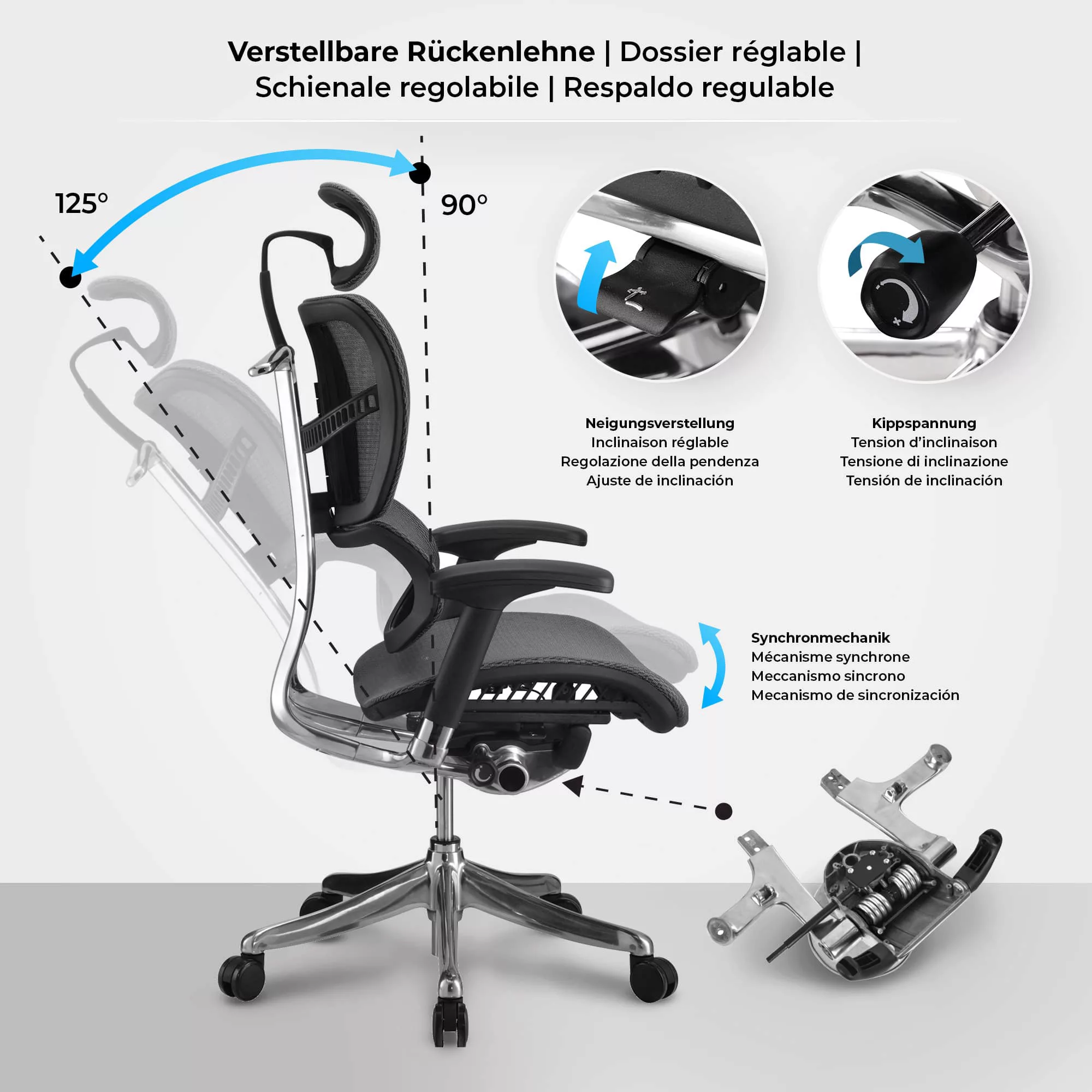 Bürostuhl Norfolk Ergonomic Grau günstig online kaufen