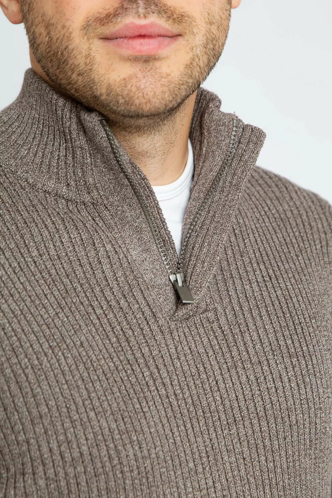 Suitable Mou Half Zip Pullover Taupe - Größe L günstig online kaufen