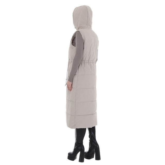 Ital-Design Longweste Damen Freizeit Kapuze Gefüttert Winterjacke in Beige günstig online kaufen