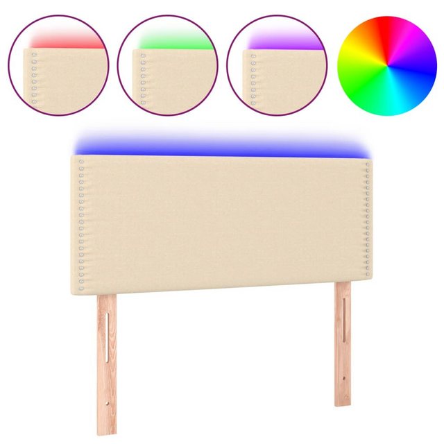 vidaXL Bett, LED Kopfteil Creme 90x5x78/88 cm Stoff günstig online kaufen