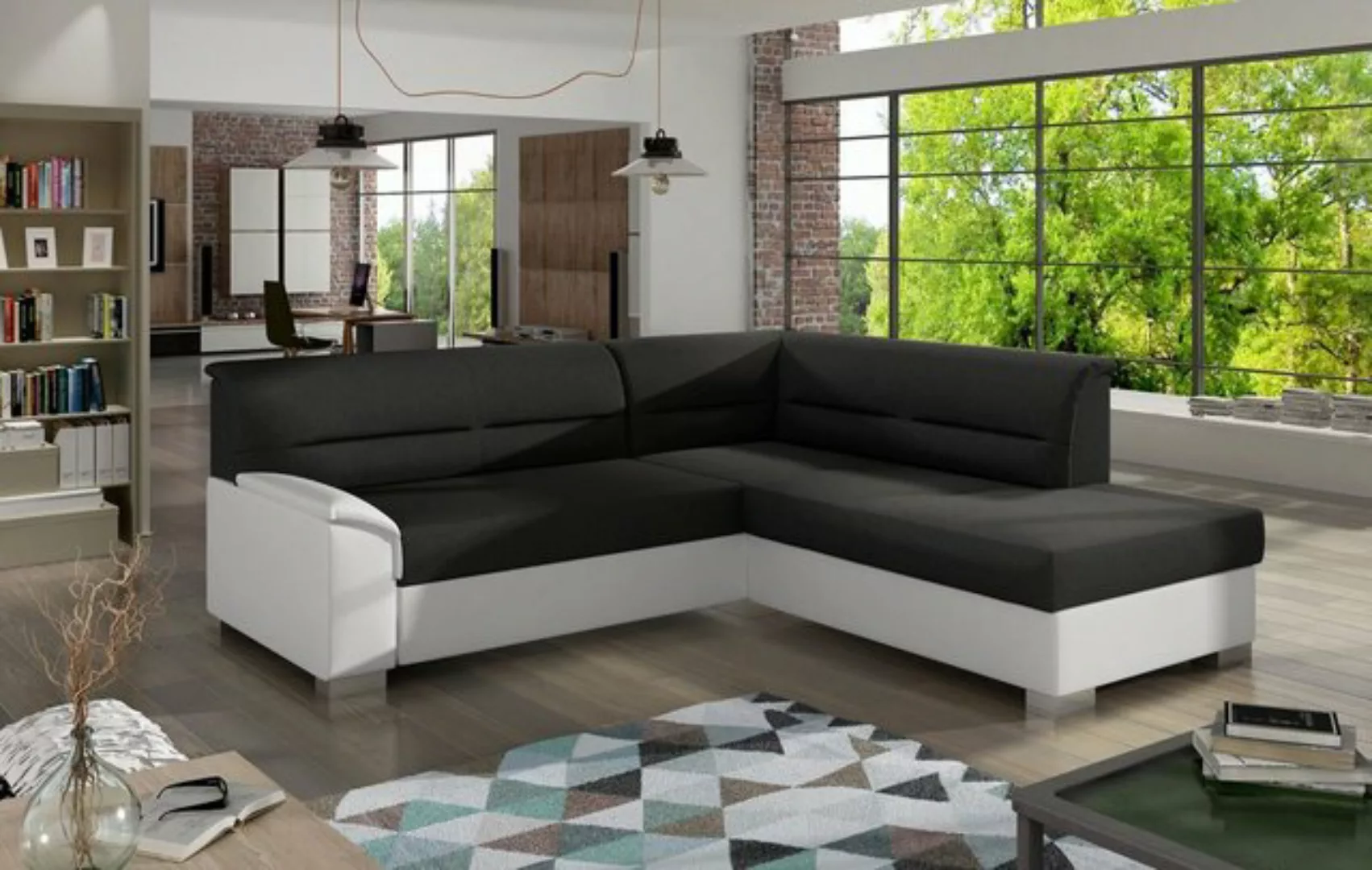 JVmoebel Ecksofa Design Ecksofa Schlafsofa Bettfunktion Couch Leder Textil günstig online kaufen