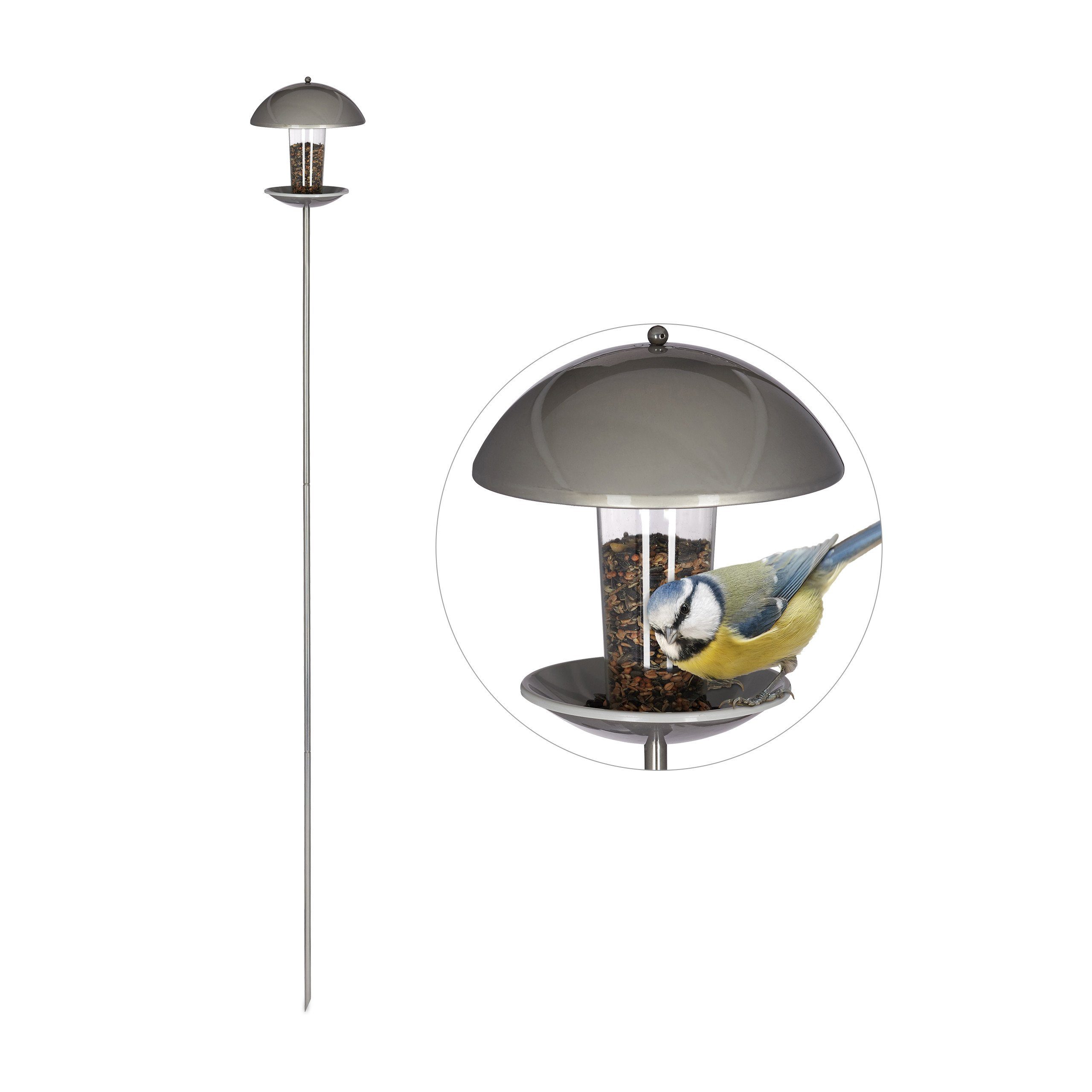 relaxdays Vogelhaus Vogelfutterspender mit Stab günstig online kaufen