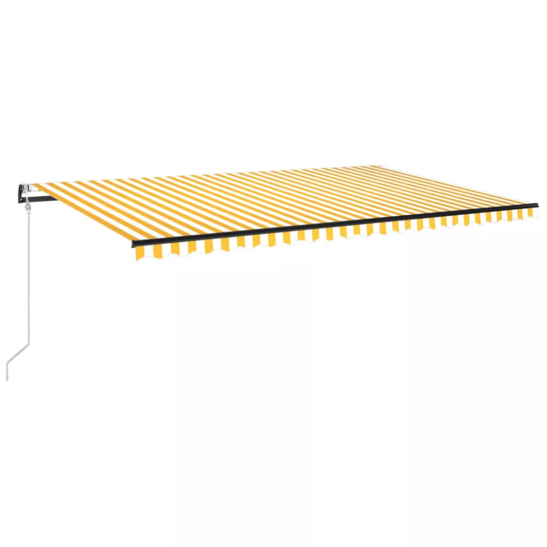 Automatische Markise Mit Led & Windsensor 500x350 Cm Gelb/weiß günstig online kaufen