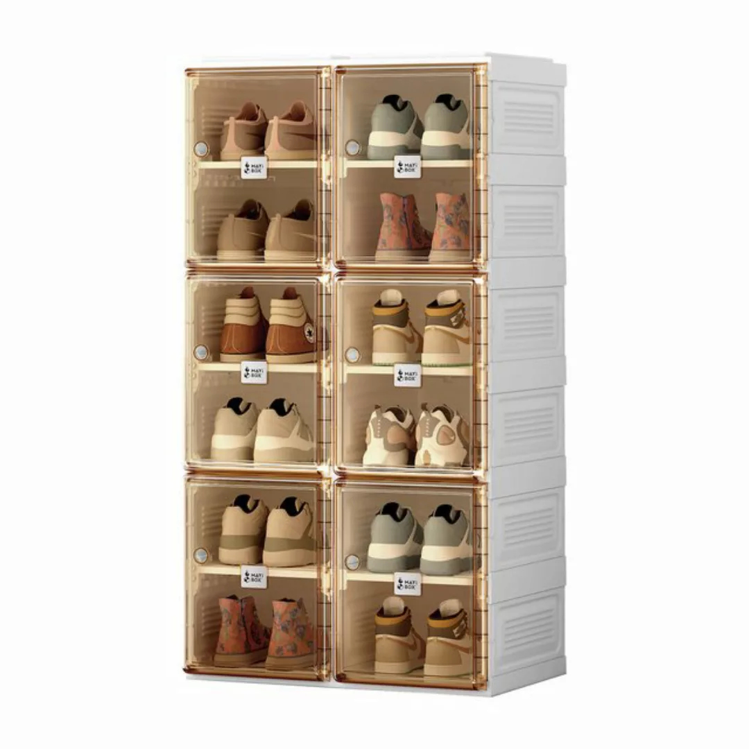 MODFU Schuhschrank Tragbarer Schuhschrank (2-St., 53x99x34cm Braun+Weiß) Sc günstig online kaufen