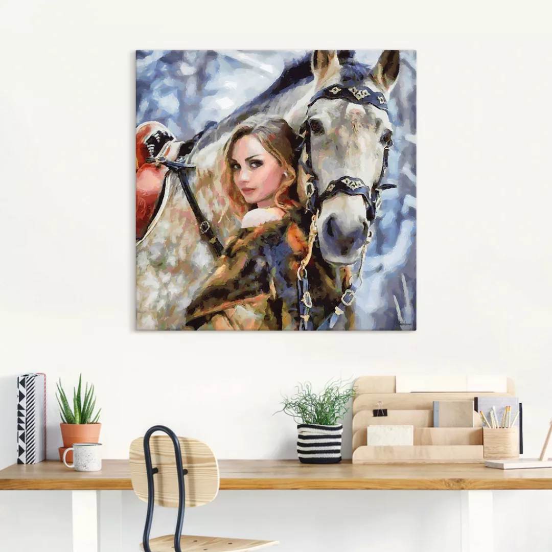 Artland Wandbild »Mädchen mit weißem Pferd«, Portrait, (1 St.), als Leinwan günstig online kaufen