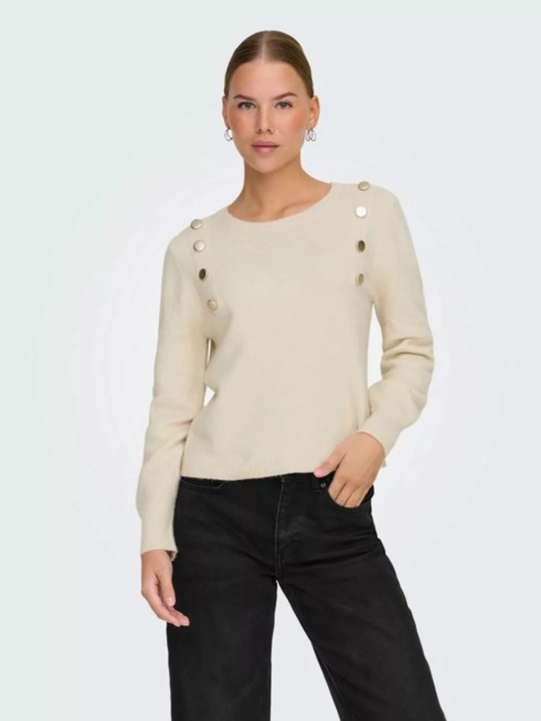 ONLY Strickpullover ONLJEANETT LIFE LS BUTTON O-NECK CS KNT günstig online kaufen