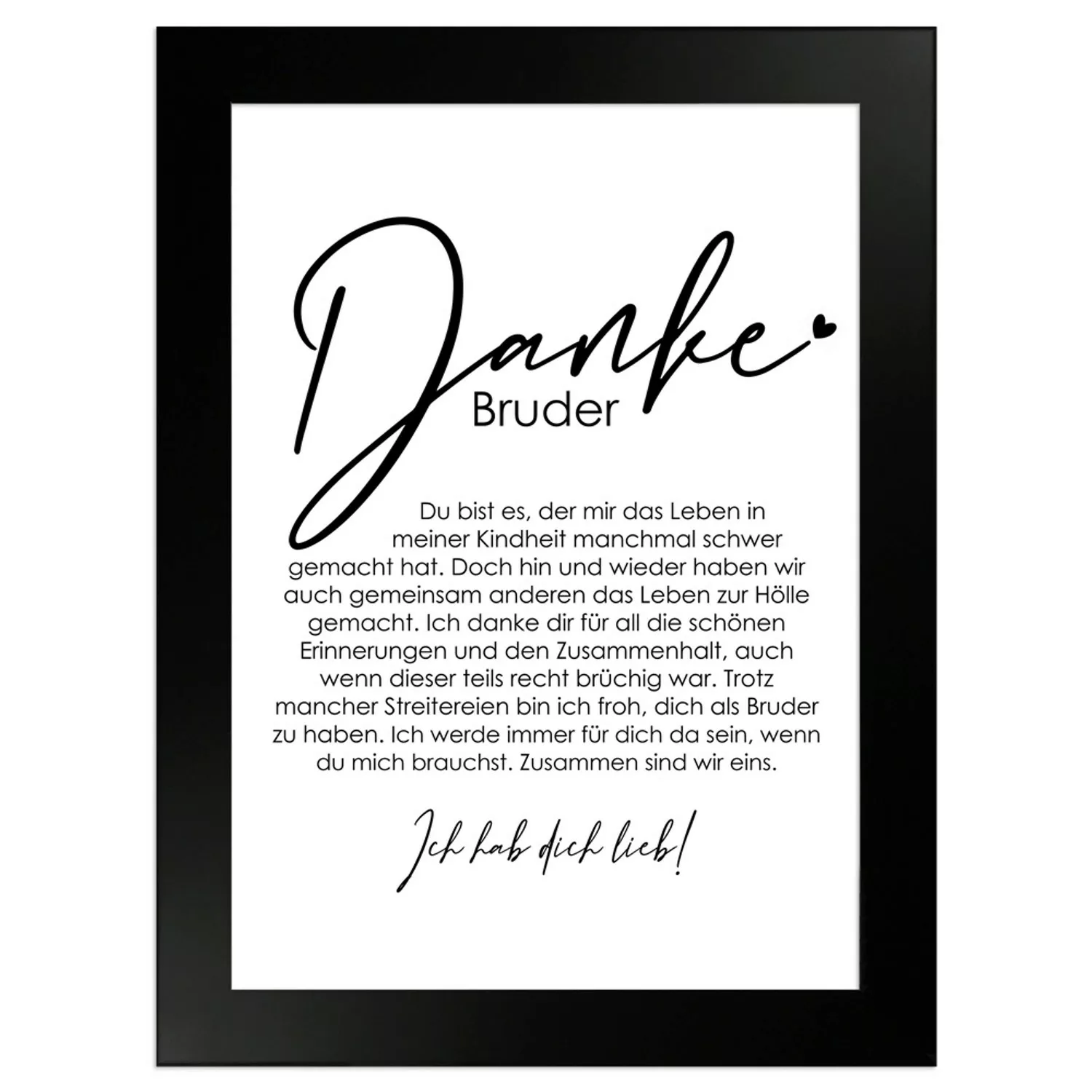 WANDStyle Gerahmtes Poster Danke Bruder 13 x 18 cm Geschenkidee für Eine Pe günstig online kaufen