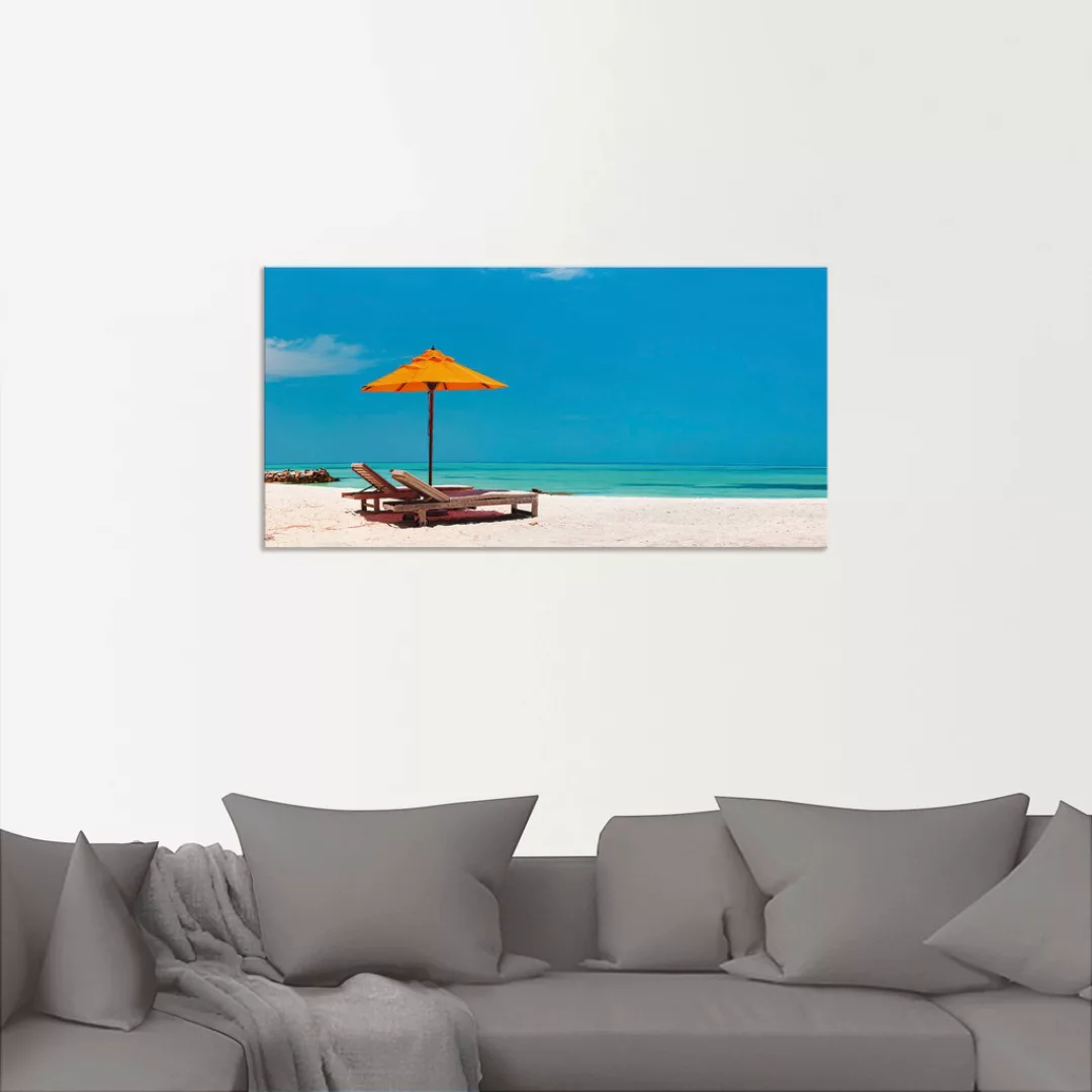 Artland Wandbild "Liegestuhl Sonnenschirm Strand Malediven", Strand, (1 St. günstig online kaufen