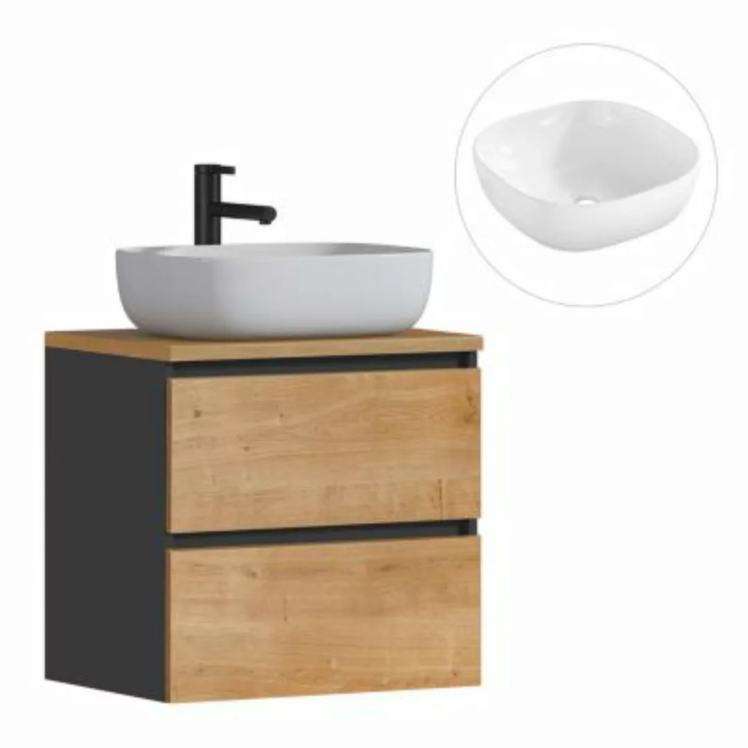 Lomadox Waschbeckenunterschrank 60 cm breit inkl. Aufsatzwaschbecken MODENA günstig online kaufen