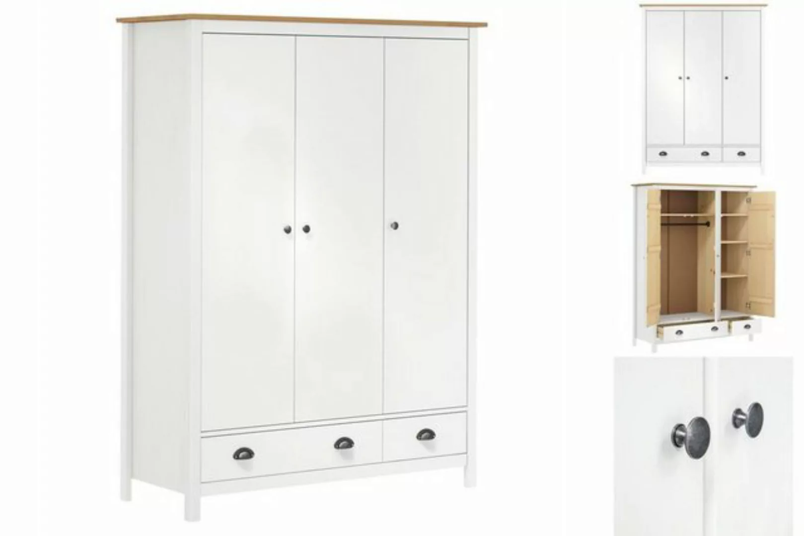 vidaXL Kleiderschrank Kleiderschrank mit 3 Türen Hill Weiß 127x50x170 cm Ki günstig online kaufen