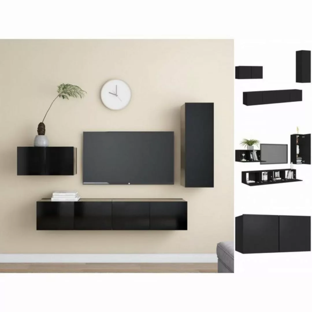 vidaXL TV-Schrank 4-tlg TV-Schrank-Set Schwarz Spanplatte günstig online kaufen