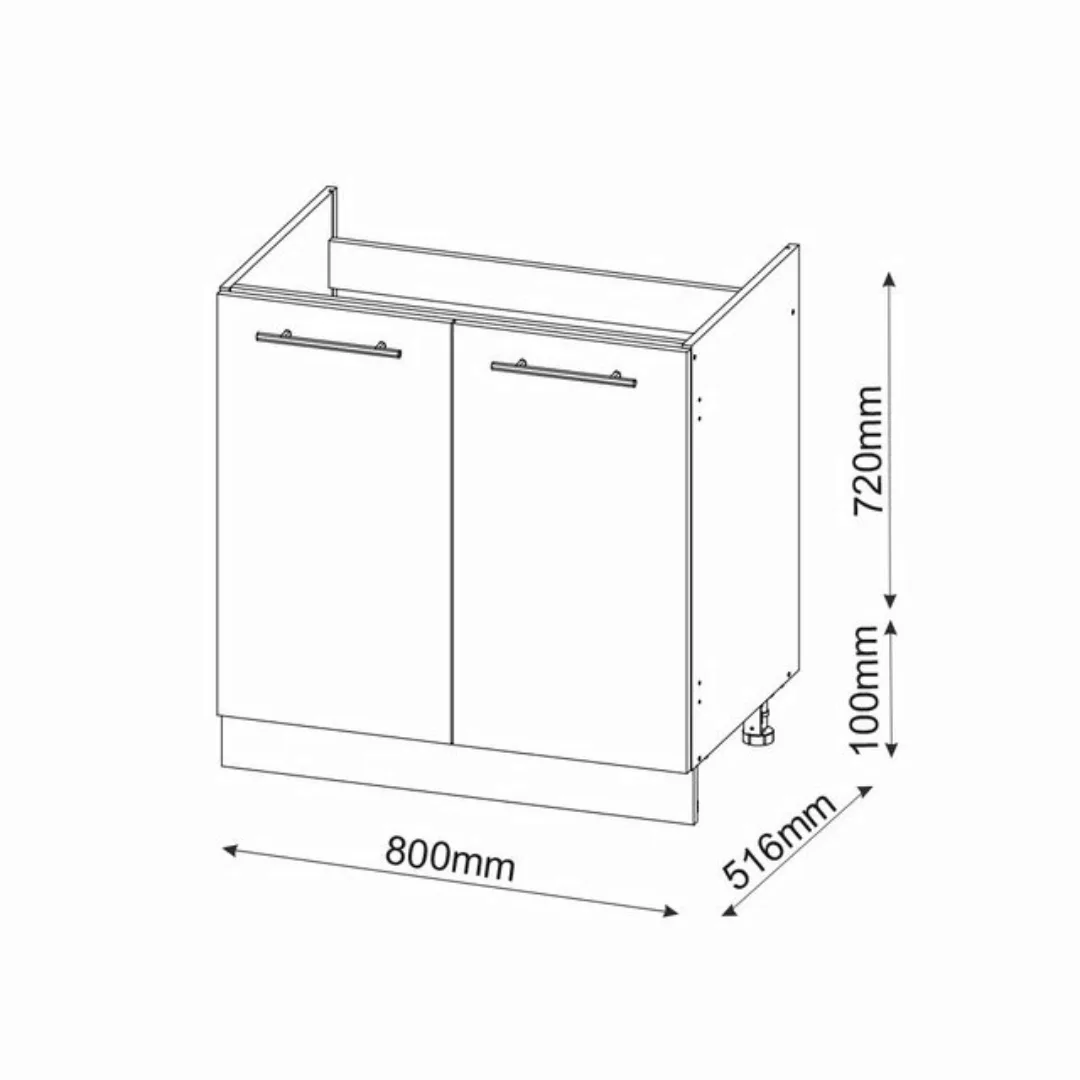 Vicco Spülenunterschrank Fame-Line, Weiß Hochglanz/Anthrazit, 80 cm, AP Eic günstig online kaufen