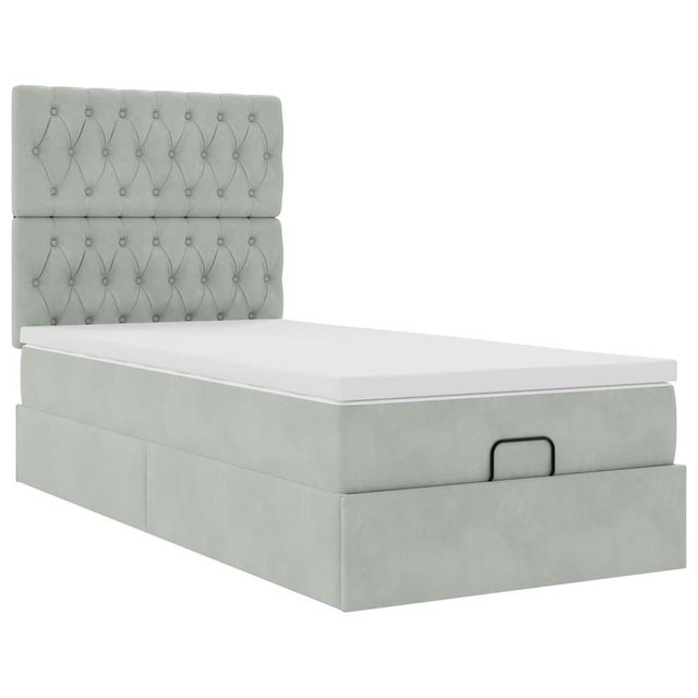 vidaXL Bett Ottoman-Bett mit Matratzen Hellgrau 80x200 cm Samt günstig online kaufen