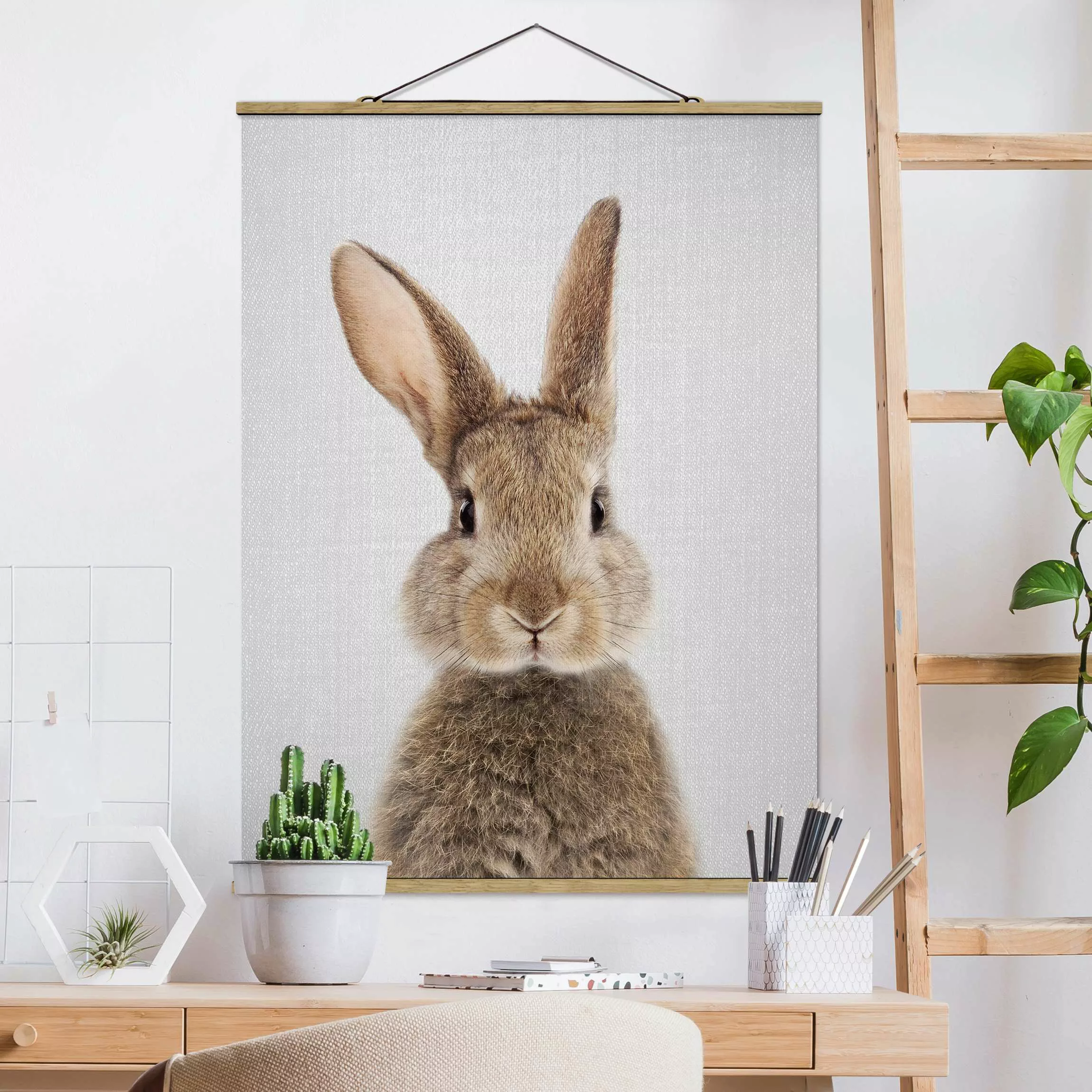 Stoffbild mit Posterleisten Hase Hilbert günstig online kaufen