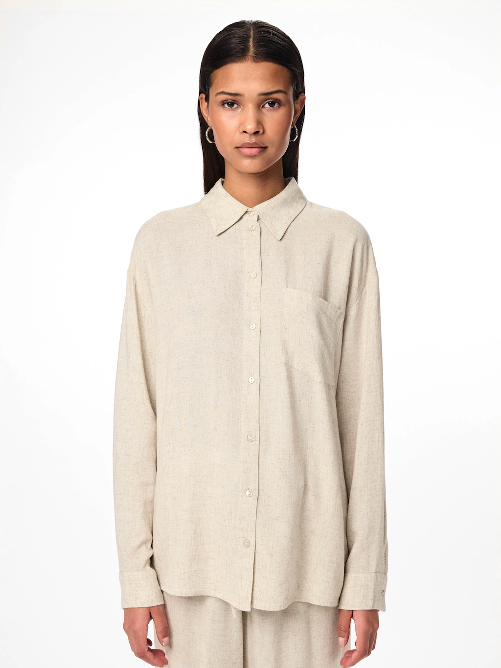 pieces Hemdbluse "PCPIA LS LOOSE SHIRT WVN NOOS", mit Leinen günstig online kaufen