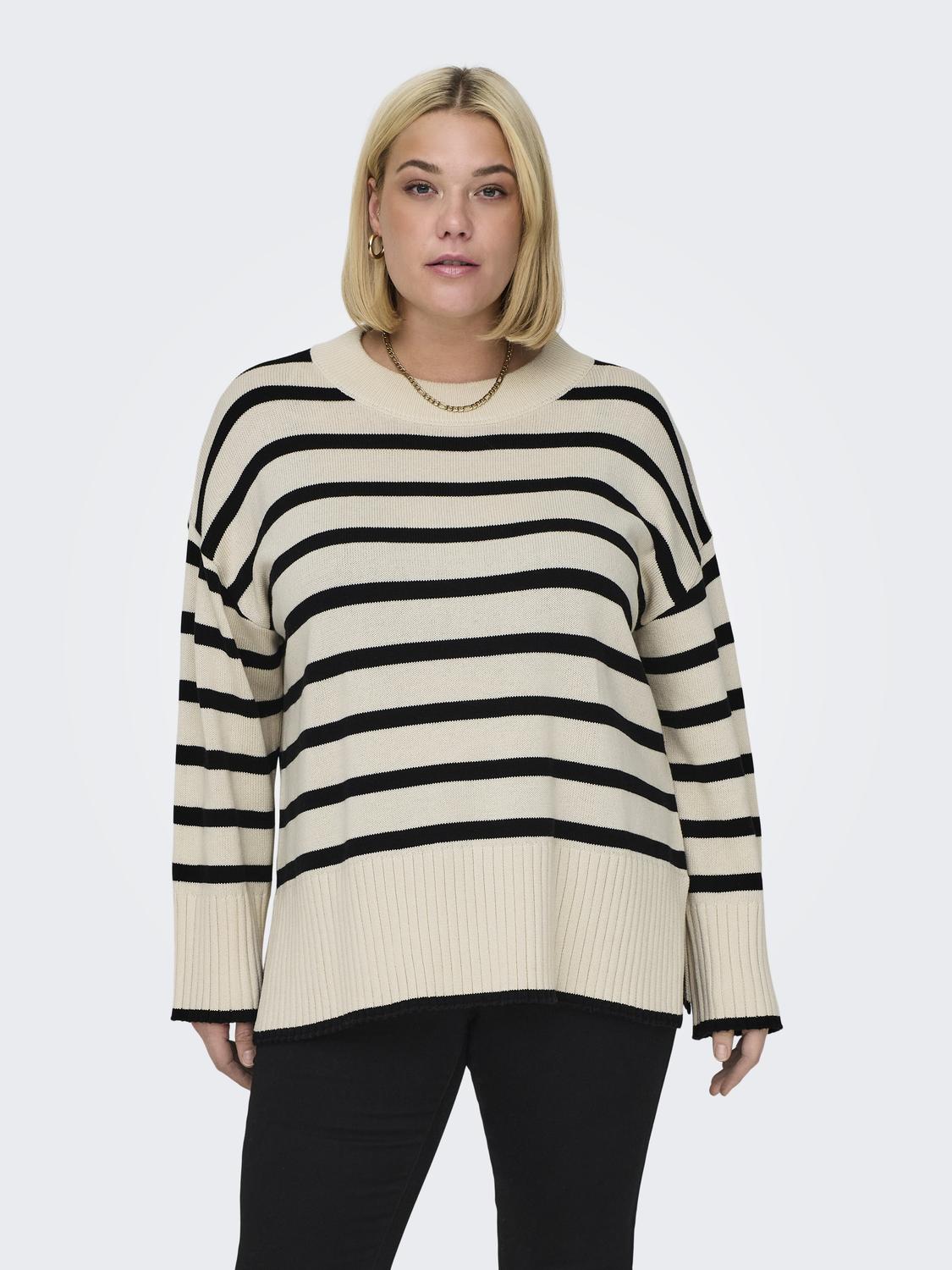 ONLY CARMAKOMA Rundhalspullover "CARHELLA LS LOOSE STRIPED O-NECK KNT" günstig online kaufen