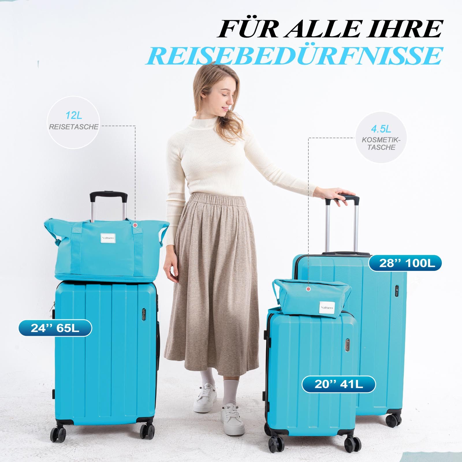 VALLSERO Trolleyset Koffer-Set( M,L,XL) Hartschalen-Koffer, Rollkoffer günstig online kaufen