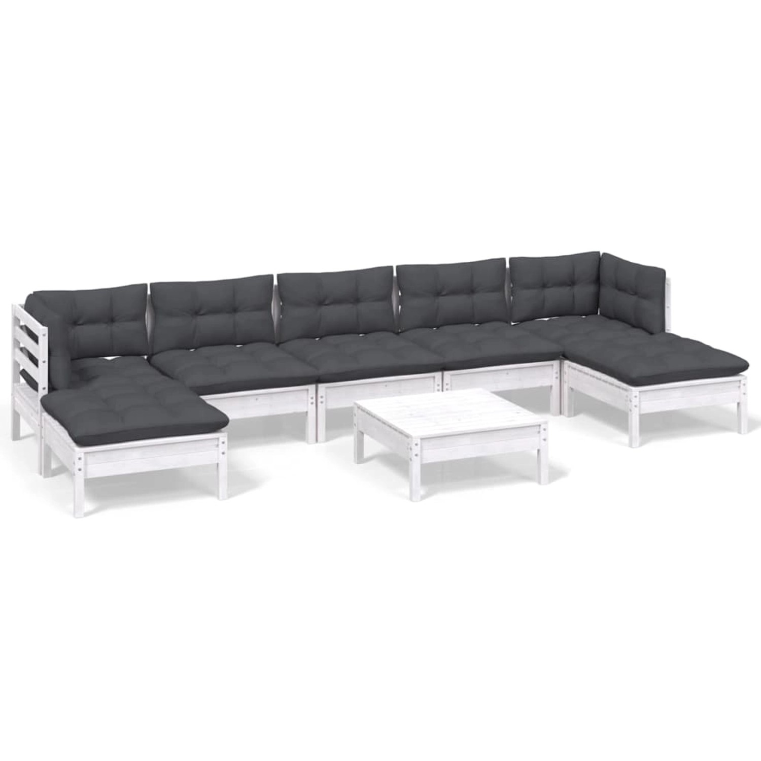 vidaXL 8-Tlg Garten-Lounge-Set mit Kissen Weiß Kiefernholz 3097098 günstig online kaufen