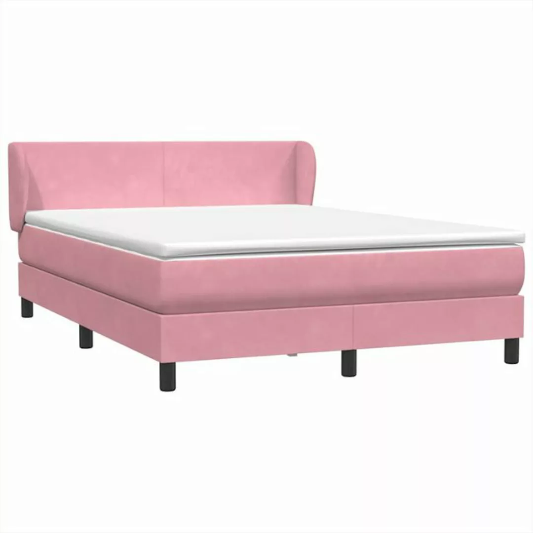 vidaXL Bett Boxspringbett mit Matratze Rosa 160x210 cm Samt günstig online kaufen