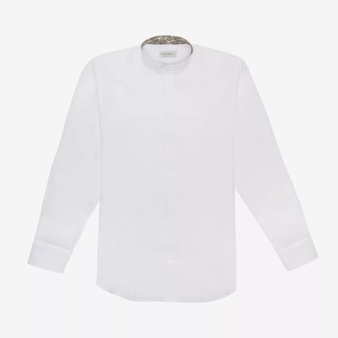 Hemd  einfarbig  weiß leinen leinwandbindung, kragenform  stehkragen günstig online kaufen