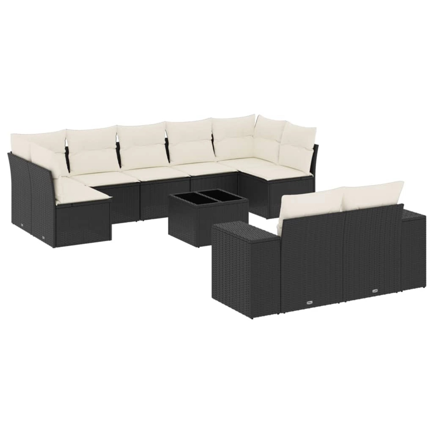 vidaXL 10-tlg Garten-Sofagarnitur mit Kissen Schwarz Poly Rattan Modell 96 günstig online kaufen