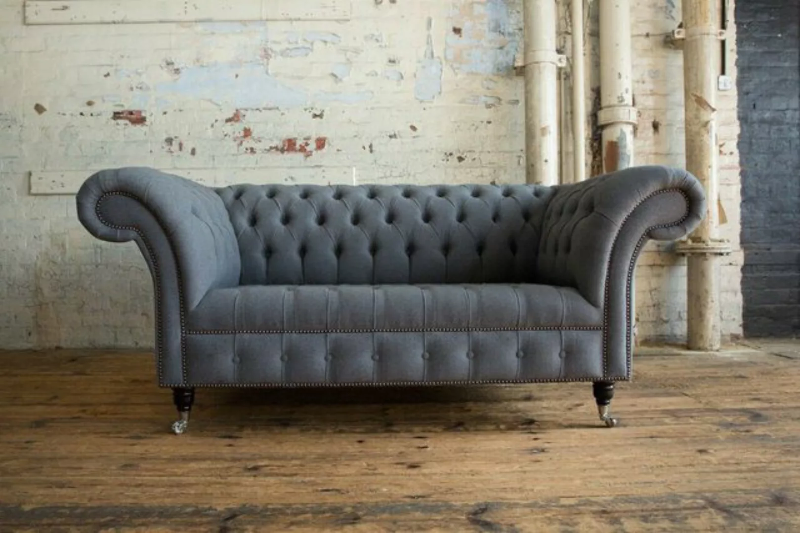 JVmoebel Chesterfield-Sofa, Designer 2 Sitzer Textil Sofas Couchen Chesterf günstig online kaufen