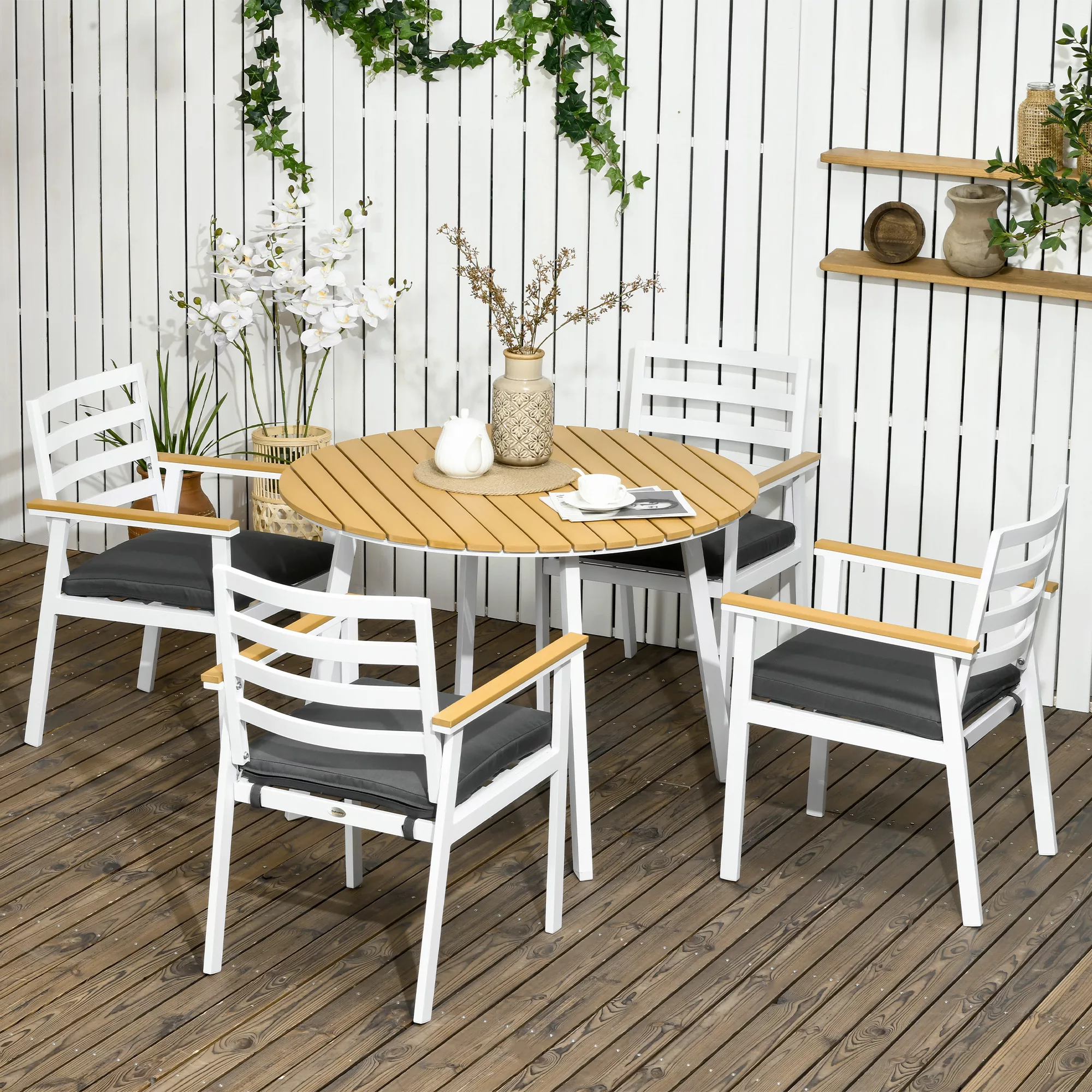 Outsunny Sitzgruppe Garten Balkon für 4 Personen, 1 Tisch, 4 Stühle, wetter günstig online kaufen