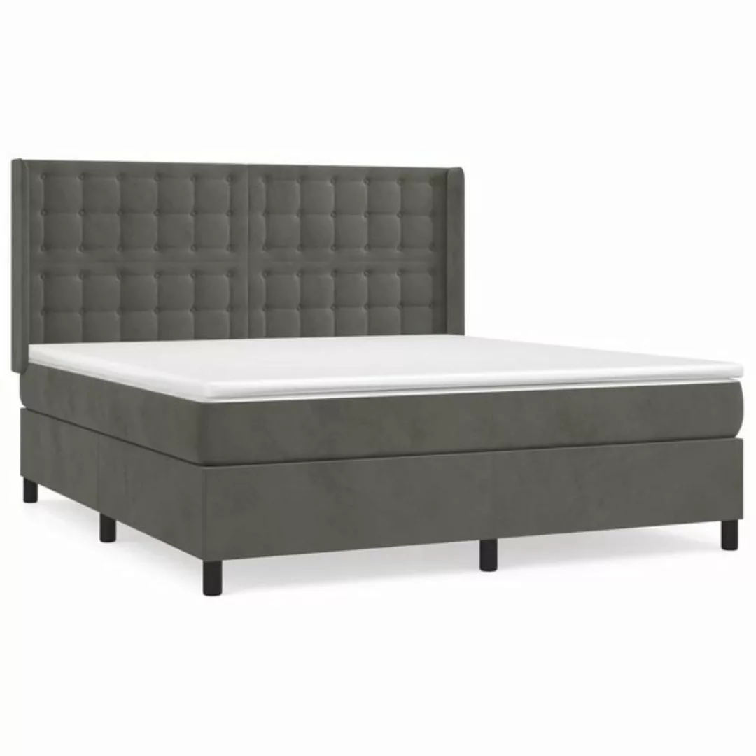 vidaXL Boxspringbett Boxspringbett mit Matratze Dunkelgrau 180x200 cm Samt günstig online kaufen