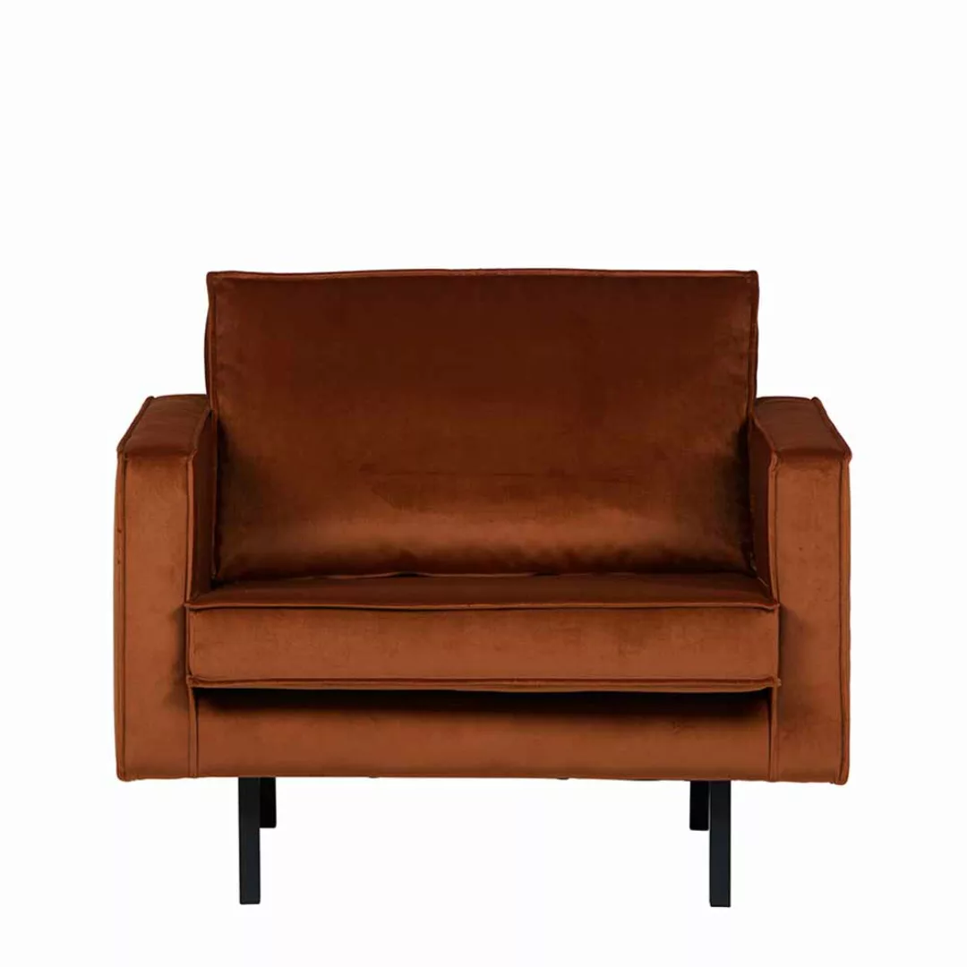 Lounge Sessel in Rostfarben Samt Bezug günstig online kaufen