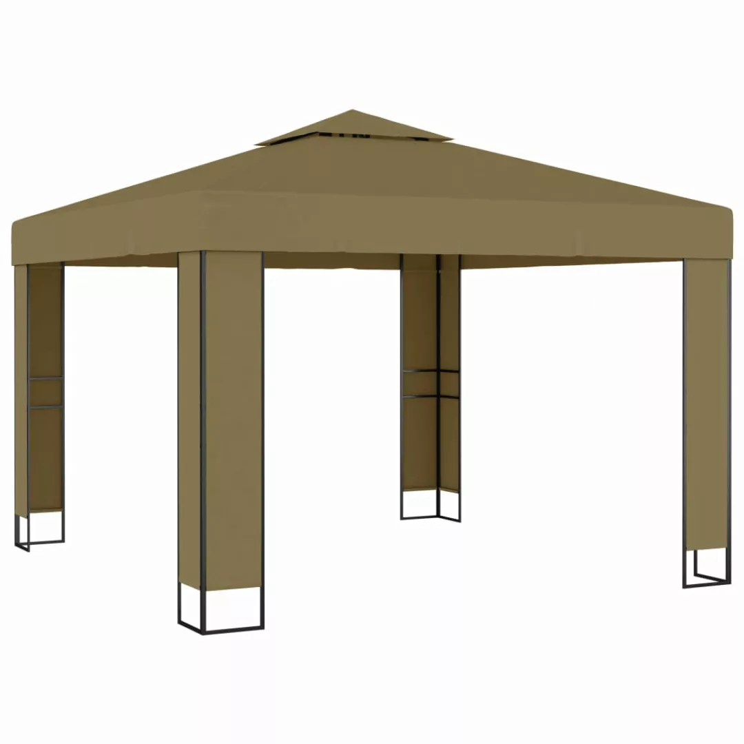 Pavillon Mit Doppeldach 3x3x2,7 M Taupe 180 G/m² günstig online kaufen