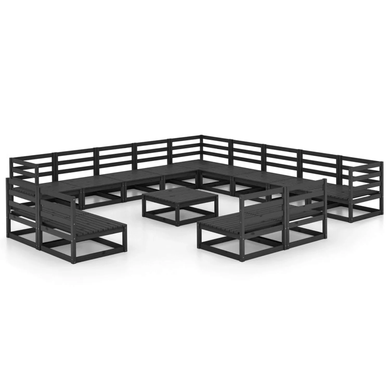 vidaXL 14-tlg Garten-Lounge-Set Schwarz Massivholz Kiefer Modell 1 günstig online kaufen