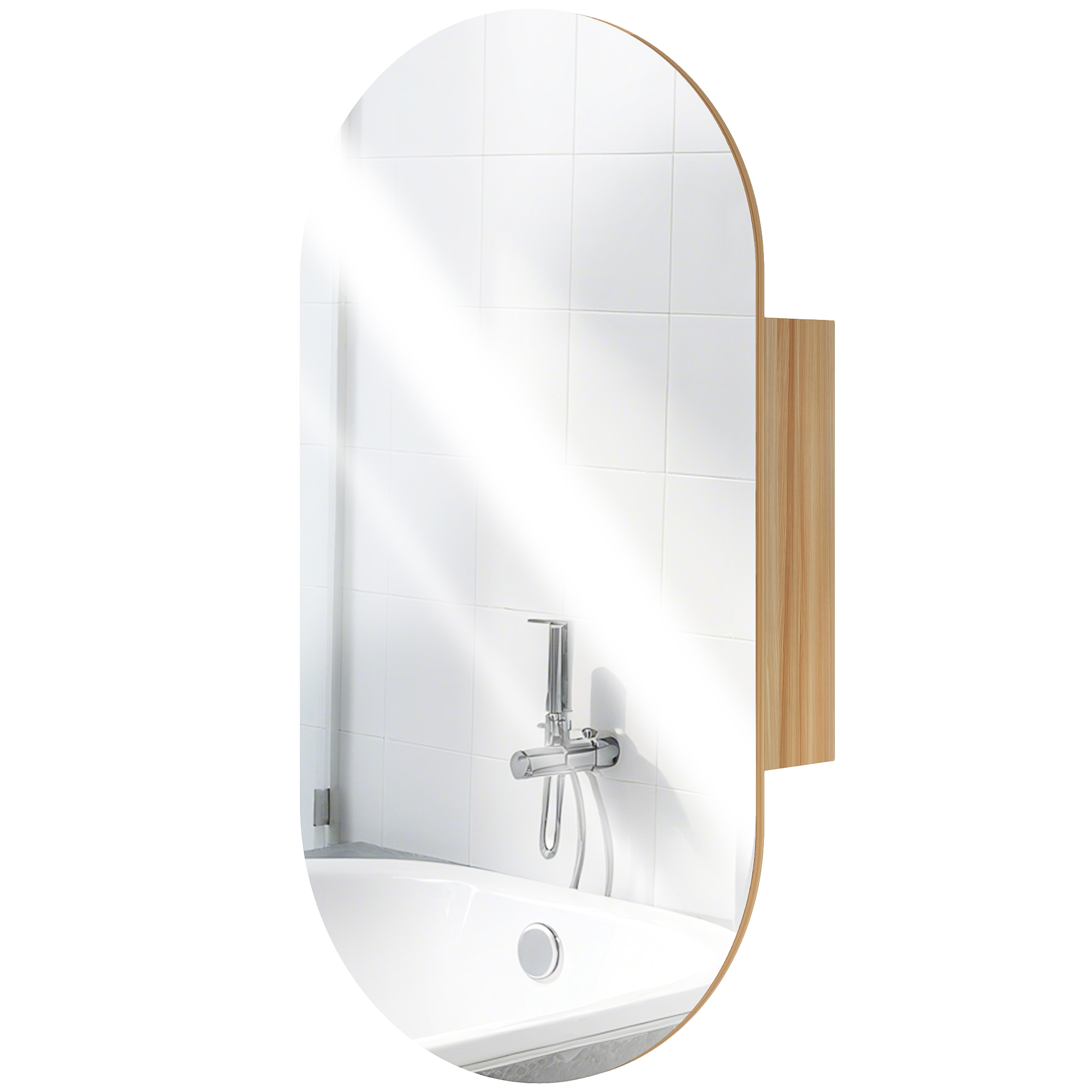 HOMCOM Wandspiegelschrank Badezimmer mit ovalem Spiegel, 45 x 90 cm, modern günstig online kaufen