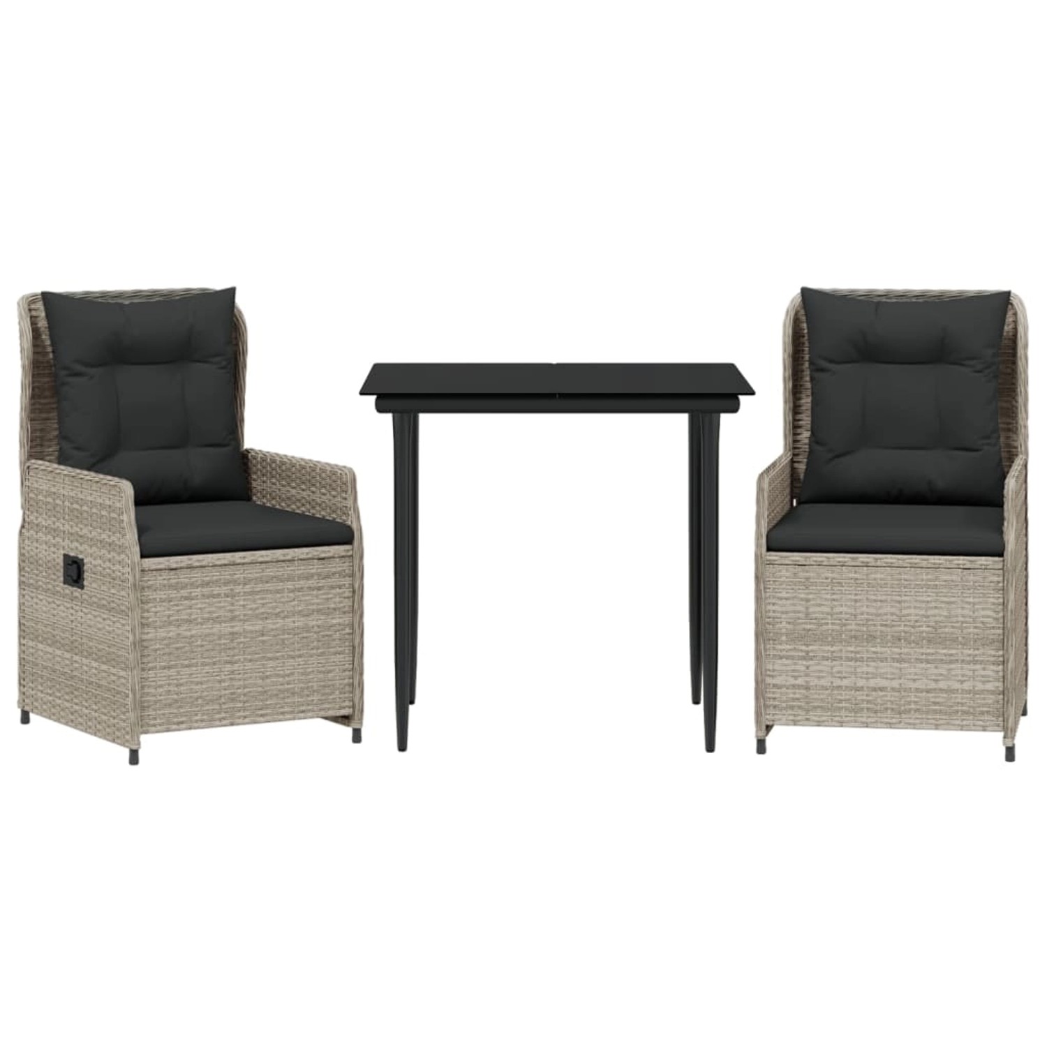 vidaXL 3-Tlg Garten-Essgruppe mit Kissen Hellgrau Poly Rattan 3262896 günstig online kaufen