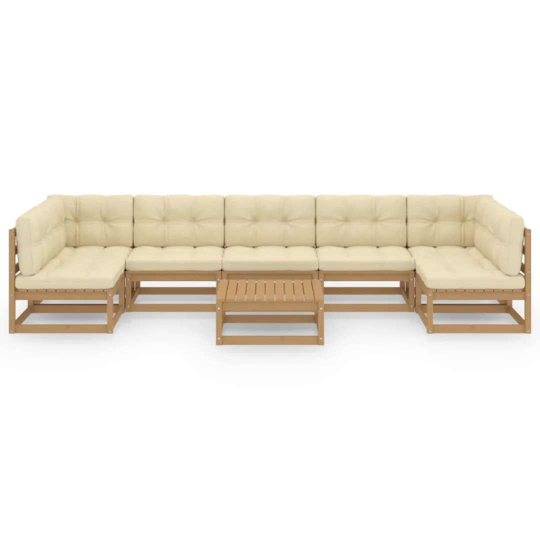 8-tlg. Garten-lounge-set Kissen Honigbraun Kiefer Massivholz günstig online kaufen