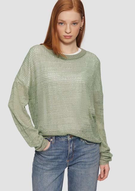 QS Strickpullover leichter Pullover mit Ajourmuster günstig online kaufen