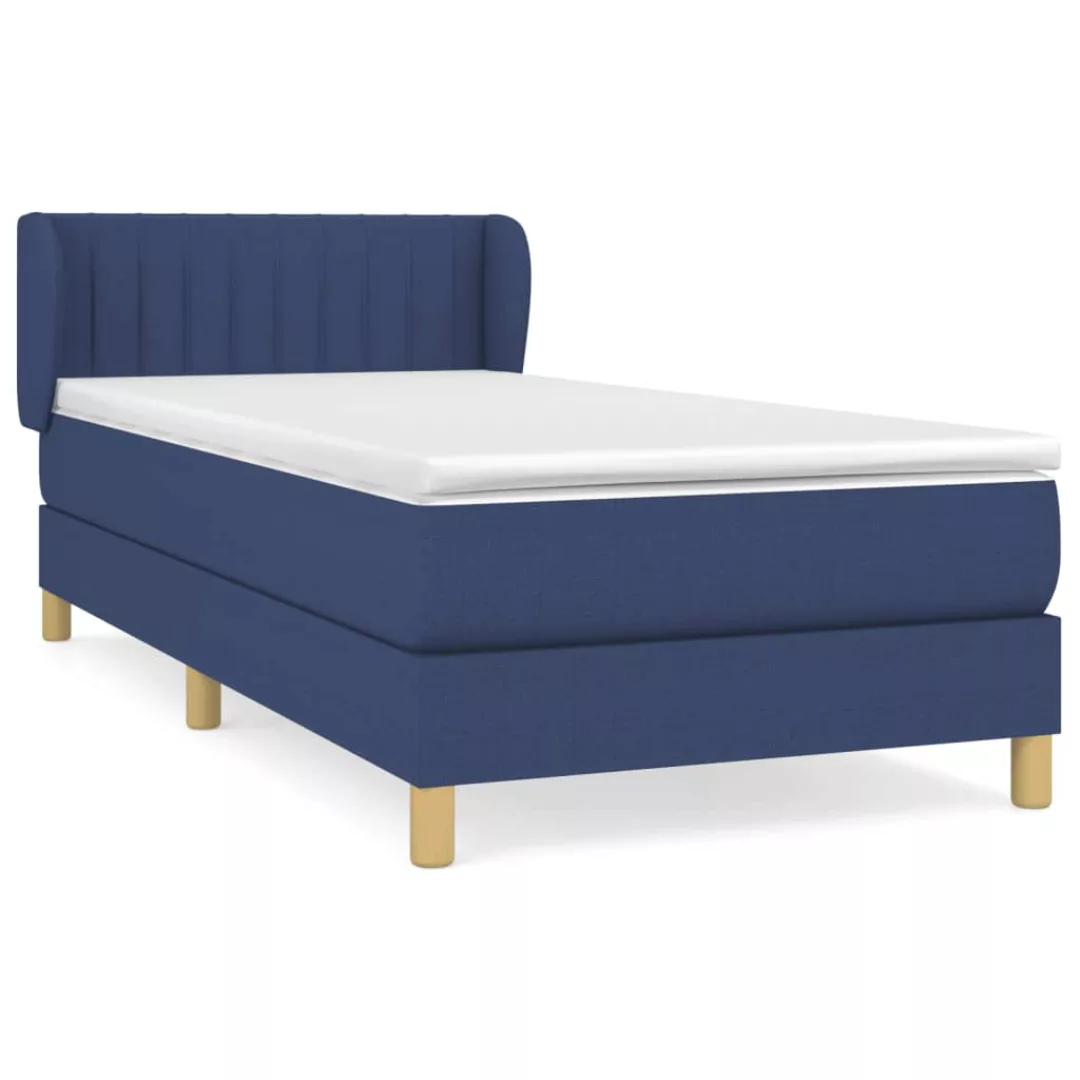 Vidaxl Boxspringbett Mit Matratze Blau 90x200 Cm Stoff günstig online kaufen