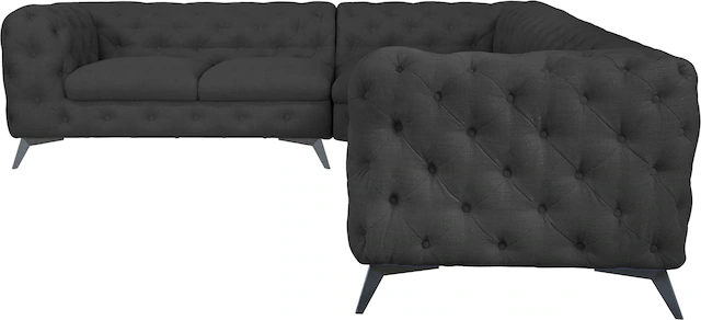 Leonique Chesterfield-Sofa »Ecksofa GLYNIS L-Form mit Wellenunterfederung, günstig online kaufen