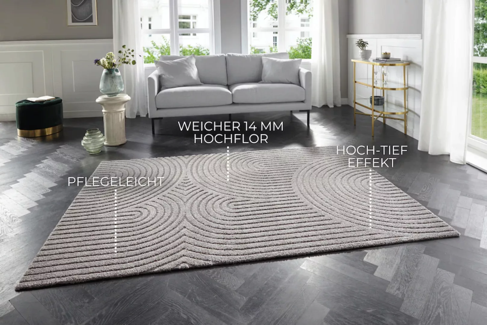 ELLE DECORATION Designteppich »Panglao«, rechteckig, 14 mm Höhe, Flauschige günstig online kaufen