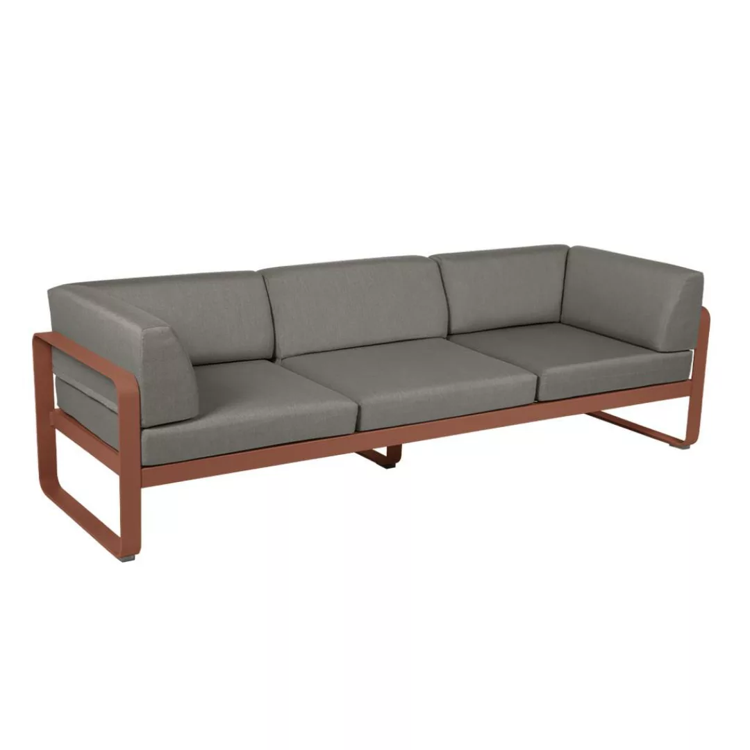 Bellevie 3-Sitzer Club Sofa Outdoor 20 Ockerrot B8 Taupegrau günstig online kaufen