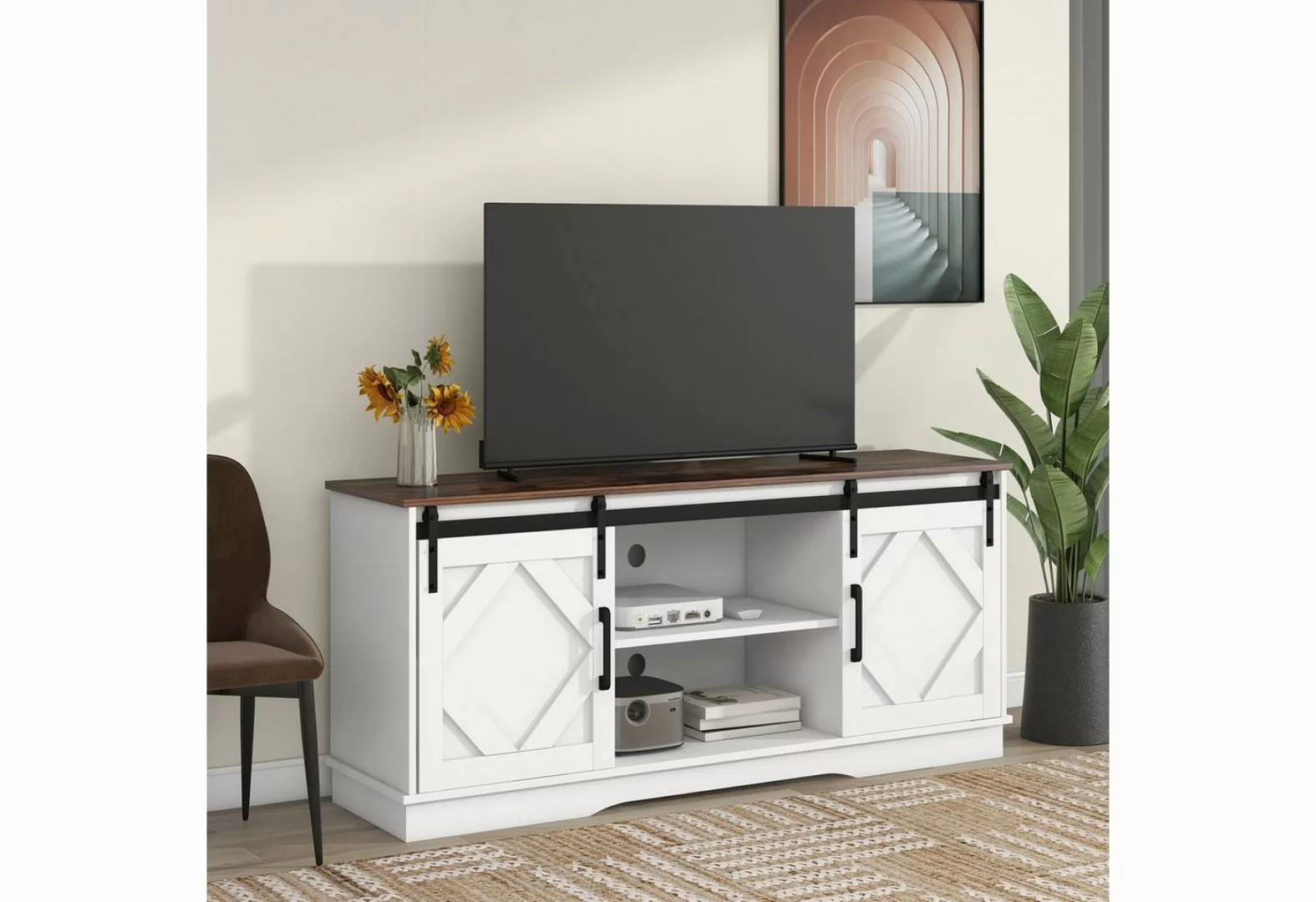 Odikalo TV-Schrank TV Stand Sideboard mit 2 Schiebetüren, einstellbare Rega günstig online kaufen