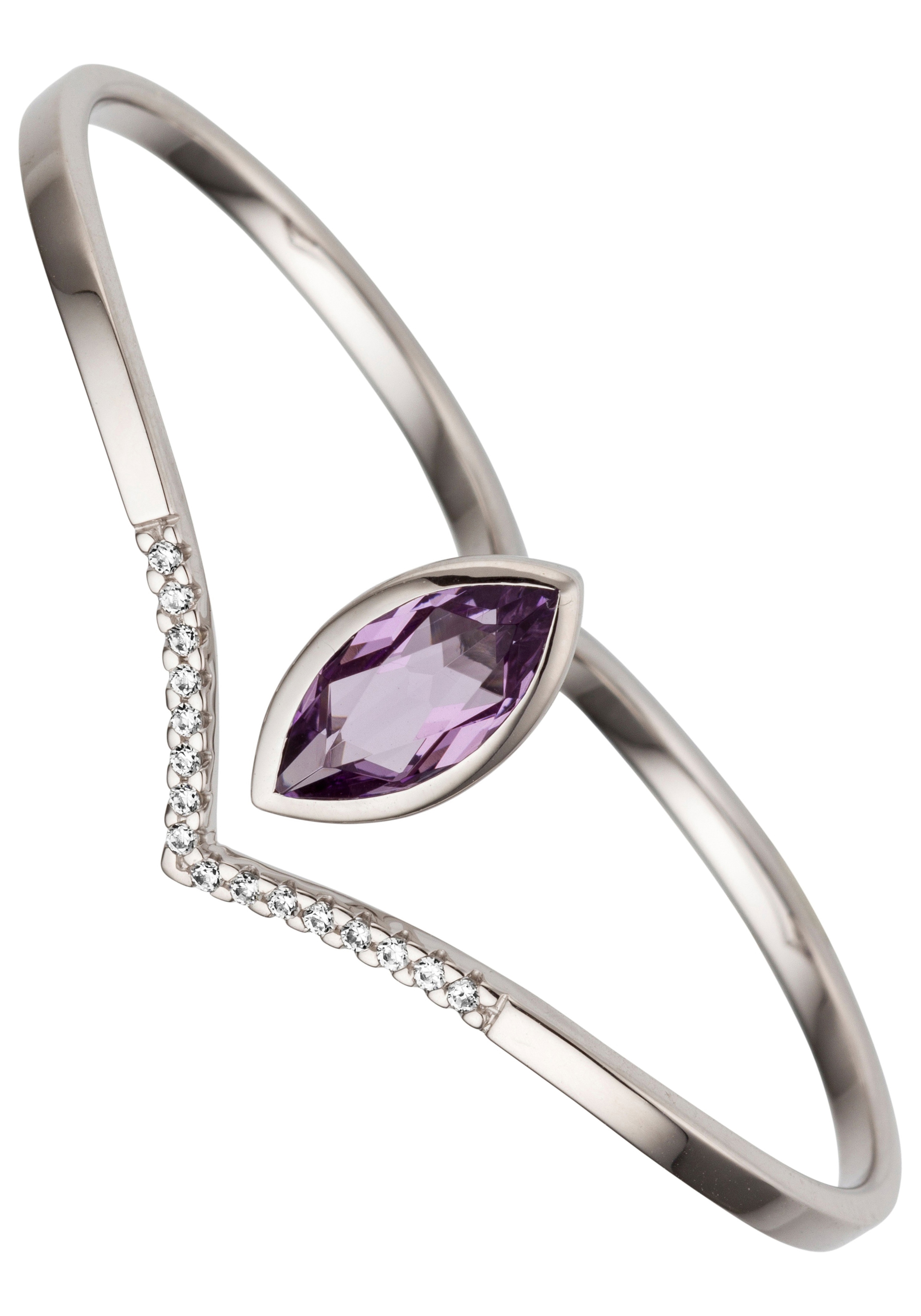 JOBO Fingerring "Ring mit Amethyst und Zirkonia", 333 Weißgold günstig online kaufen