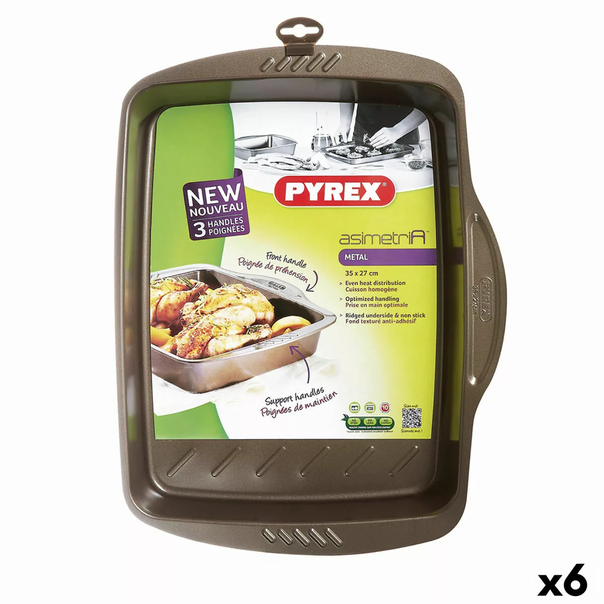 Backform Pyrex Asimetria Rechteckig Schwarz 35 X 27 Cm Metall (6 Stück) günstig online kaufen