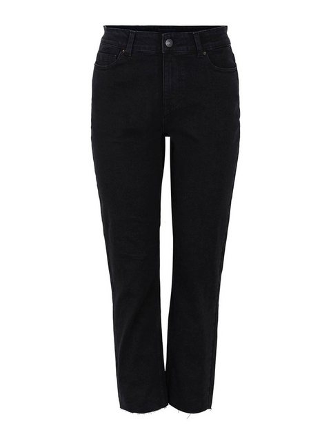 PIECES Mid Waist Straight Fit Jeans Damen Schwarz günstig online kaufen